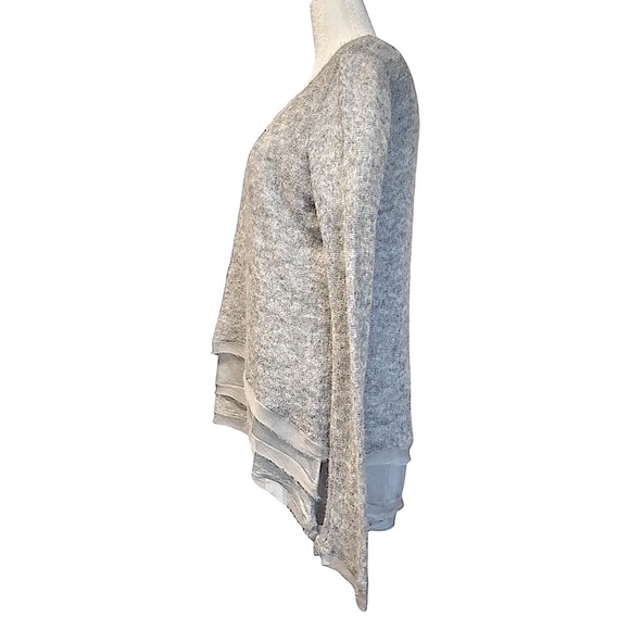 Anthropologie Knitted & Knotted Irina Tiered Alpaca Wool Knit Gray Sweater Large - Picture 5 of 10